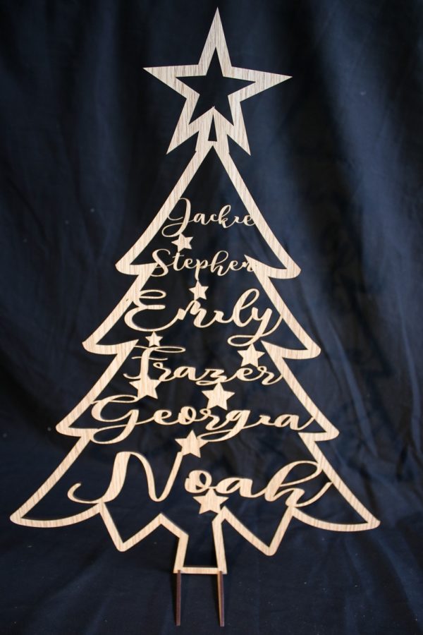 Christmas Tree with 6 names 50cm tall - Made in the Gong